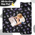 thumbnail image 4 of Butterfly and Purple Black Pattern Teens Toddler Nap Mat with Pillow, Sleeping Mat Bag for Preschool Daycare 59"x22", 4 of 6