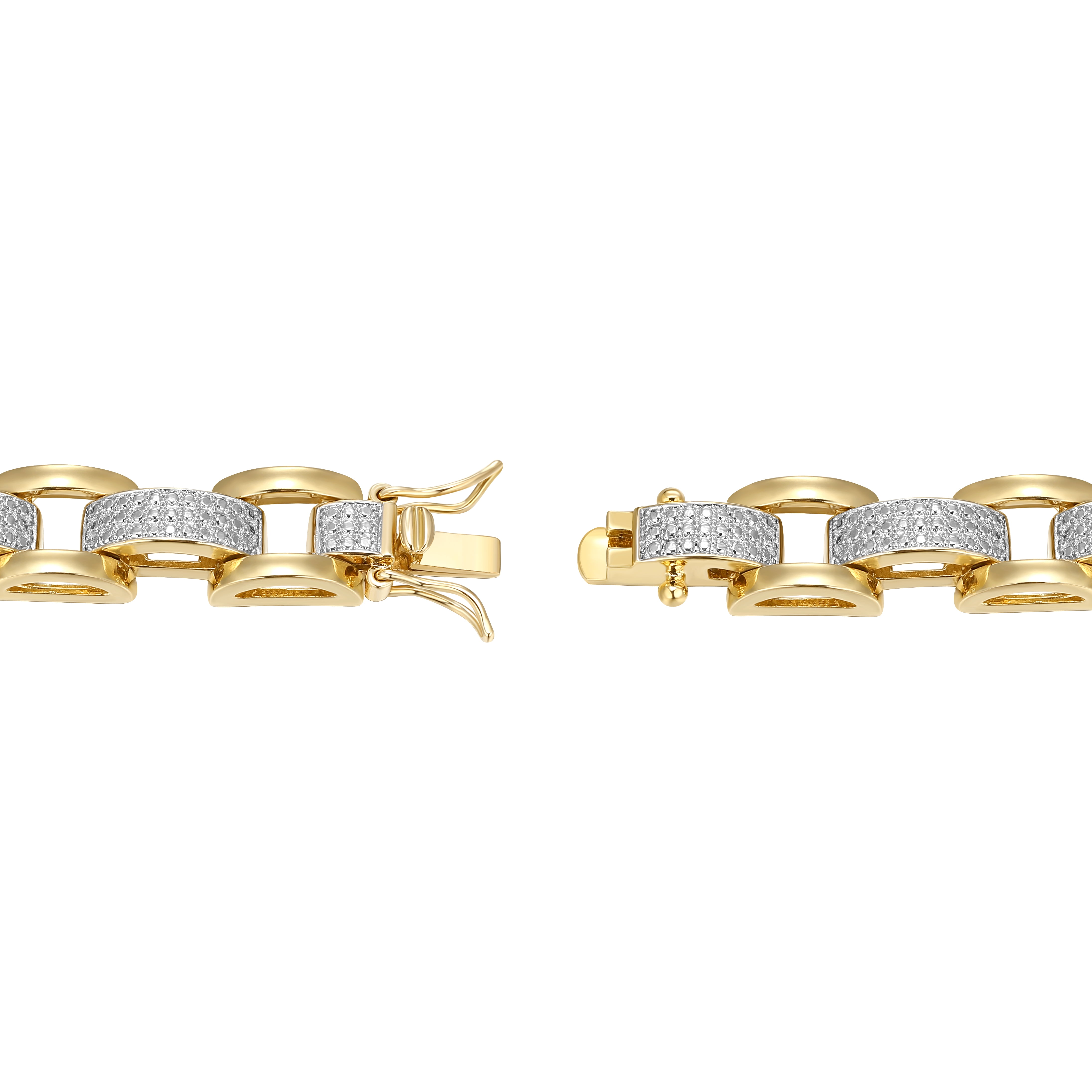 Forever Facets Diamond Accent Chunky Link Bracelet in Two-Tone Rhodium over Bronze, Adult Female