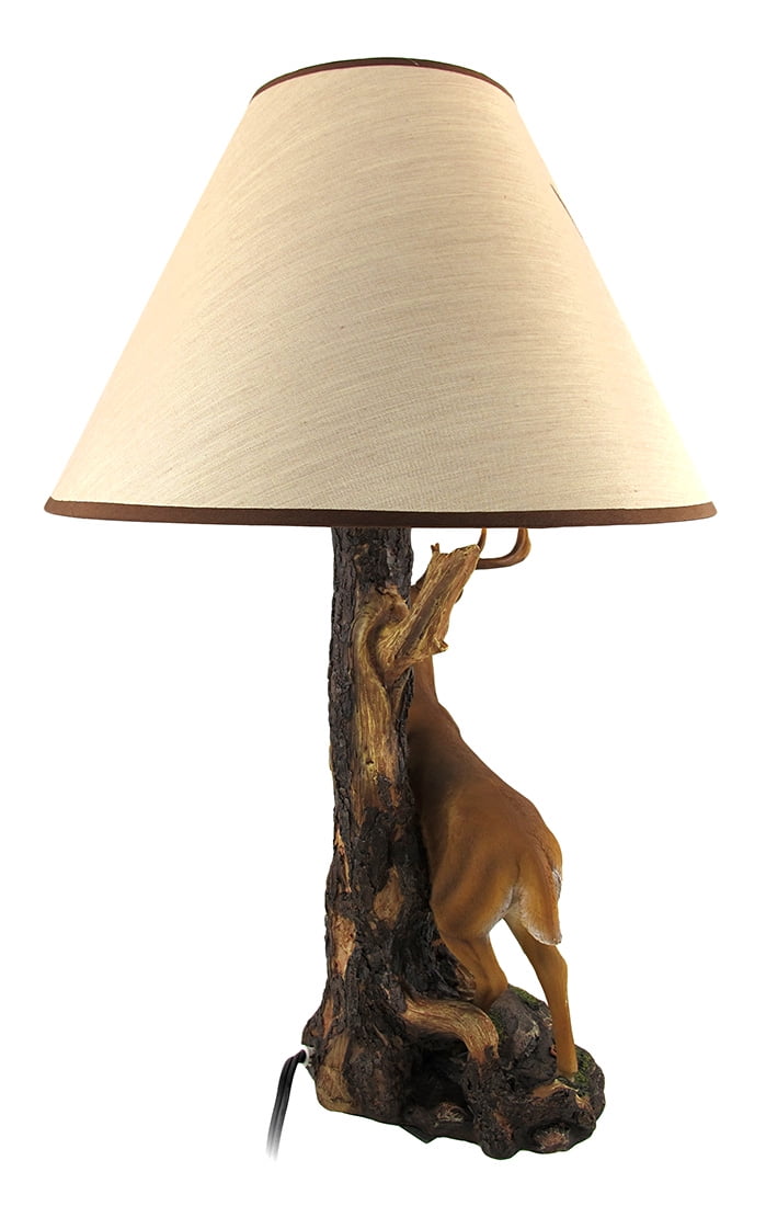 Lampen Zeckos `Champion` 12 Point Buck Table Lamp w/ Printed Shade Huis