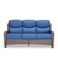 thumbnail image 5 of Gymojoy 3-Seat Patio Wicker Sofa Outdoor Rattan Couch Furniture Steel Frame with 6 in. Cushions and Ottoman for Porch Deck Garden, 5 of 13