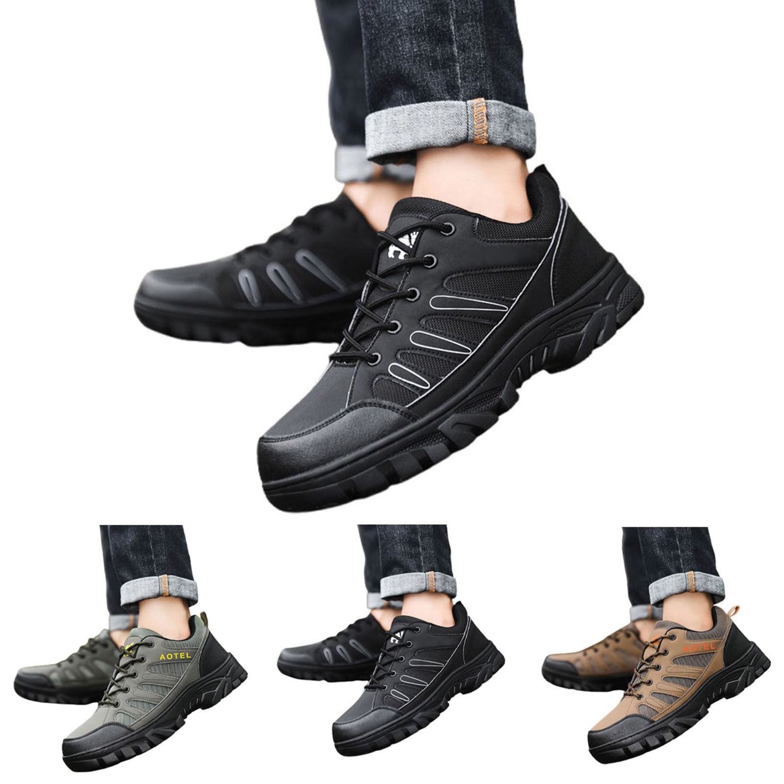 AUDeals Men's Waterproof Hiking Shoes, Lightweight Mountain Trekking Boots with Anti Slip Support, Breathable Outdoor Walking