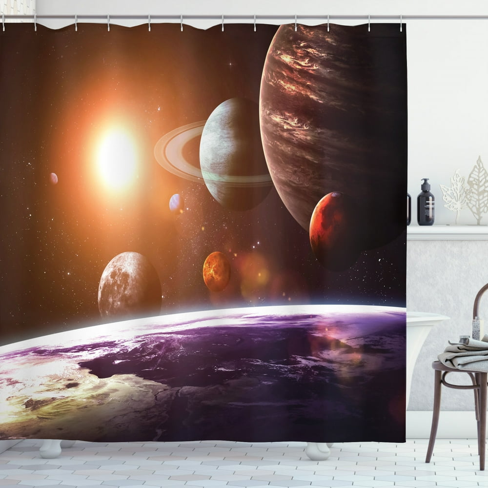 Galaxy Shower Curtain, Space Theme View of the from Earth