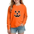 thumbnail image 5 of Xdegoge Halloween Sweatshirt Girls Child Long Sleeve Funny Pumpkin Face Pullover Tops Casual Fall Holiday Party Costume Crewneck Daily Wear Shirts, 5 of 9
