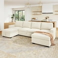 thumbnail image 3 of Marrber 111 inch Modern Corduroy U-Shaped Sectional Sofa, 6-Piece Modular Couch with Pull Out Bed, Storage Chaise Lounge, Light Beige for Living Room, 3 of 9