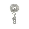 thumbnail image 1 of Stone Stud Tilted Crown Number Micro Pendant with 2mm Rope Chain Necklace, #8/Silver-Tone/30", 1 of 2