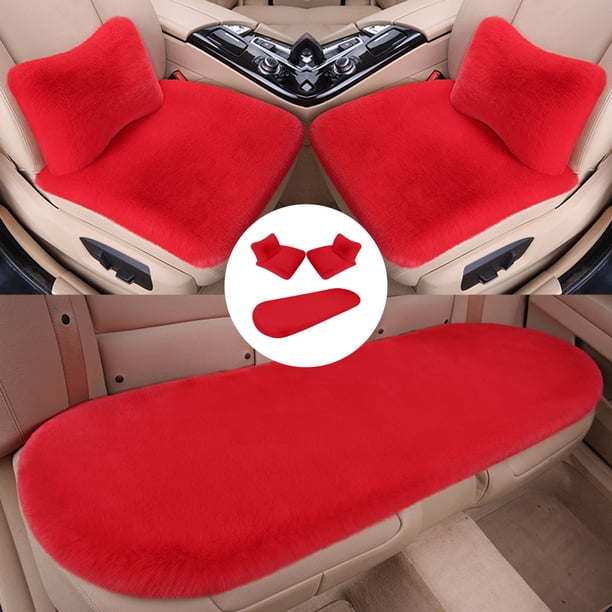 Juego de 5 cojines para asiento delantero de coche | Fundas de invierno suaves y cálidas de felpa sintética con respaldo antideslizante | Ajuste universal de 45 x 45 cm | Protectores para asientos d