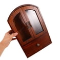 thumbnail image 4 of FONWILYO Desktop Storage Cabinet Coffee Wood with Glass Doors and Convenient Drawer, 4 of 6