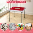 thumbnail image 4 of Costway Table de Mah-Jong Pliant de 35 Pouces avec Porte-Gobelets et Poignée de Transport en Feutre Lisse Rouge, 4 of 10