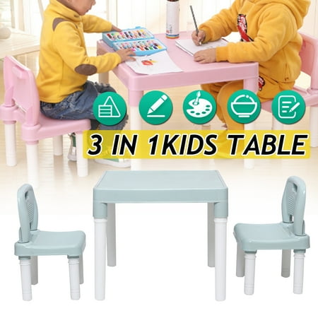 Outdoor Furniture For Kids Children's Table & Chair Set 3-Piece Playroom Set Nursery Activity Home Classroom Furniture Toy Gift For Toddler Kids Indoor Outdoor ()