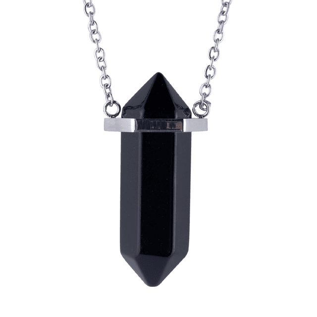 Collar Hombre LUCKMAN Vince Cadena Acero Inoxidable Dije Obsidiana Negra UNITALLA