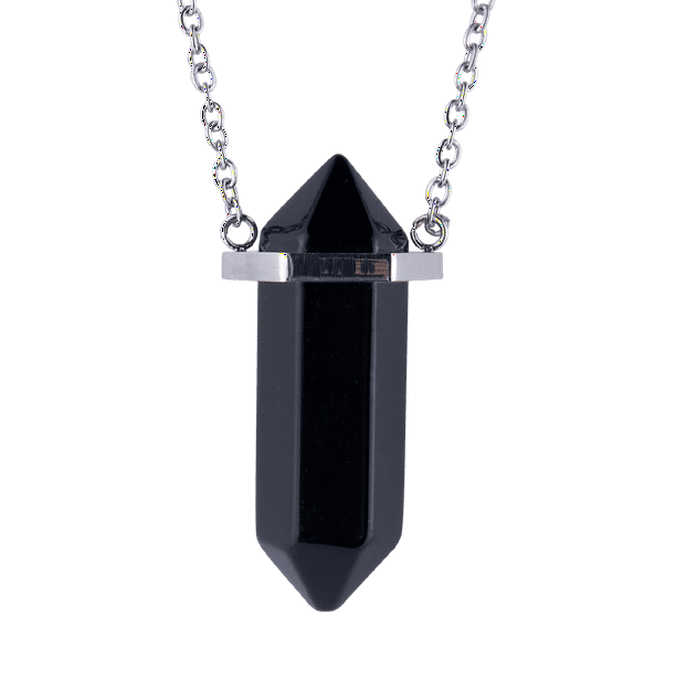 Collar Hombre LUCKMAN Vince Cadena Acero Inoxidable Dije Obsidiana Negra UNITALLA