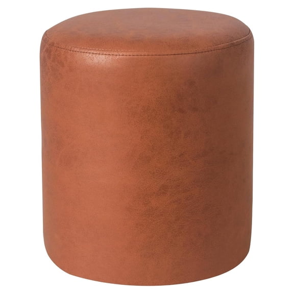 Modern Round Ottoman with Soft Padded Seat, Upholstered Padded Vanity Stool Footrest for Makeup Living Room Bedroom Home Office, Orange