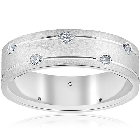 Mens 14k White Gold Diamond Comfort Fit Wedding Ring Band 6MM | Walmart ...