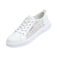 thumbnail image 3 of CHWshoes Women's Mesh Lace Floral Lace Up Fashion Sneakers Hollow Out Breathable Low-Top Shoes, Suitable for Sports, Daily Walks Outdoor Dressy Casual Footwear White Size 41, 3 of 7