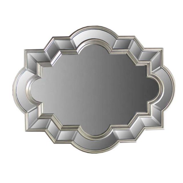 Designer Mirror with Polystone Frame, Silver