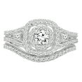thumbnail image 3 of Dazzlingrock Collection 0.90 Carat (ctw) 14K Round Diamond Bridal Halo Split Shank Engagement Ring Set, White Gold, Size 10, 3 of 4