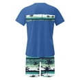 thumbnail image 4 of VBTAPA Men's 2 Piece Outfits Hawaiian Tropical Graphic T Shirt and Shorts Set Summer Beach Vacation Sets with Pockets Lightning Sales of The Day Blue L, 4 of 6