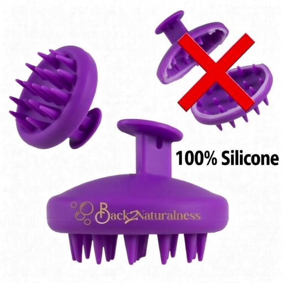 Back2Naturalness Silicone Scalp Massager Shampoo Brush for Hair Growth & Dandruff Care, Soft Exfoliating Bristles, Purple