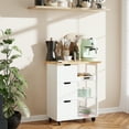 thumbnail image 4 of Walsunny Kitchen Island, Rolling Kitchen Storage Cart with 3 drawers 3 Level Open Wooden shelving Counter tops, Coffee Bar（White）, 4 of 8