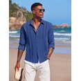 thumbnail image 3 of COOFANDY Mens Cuban Guayabera Shirt Casual Button Down Shirts Long Sleeve Beach Linen Shirts, 3 of 6