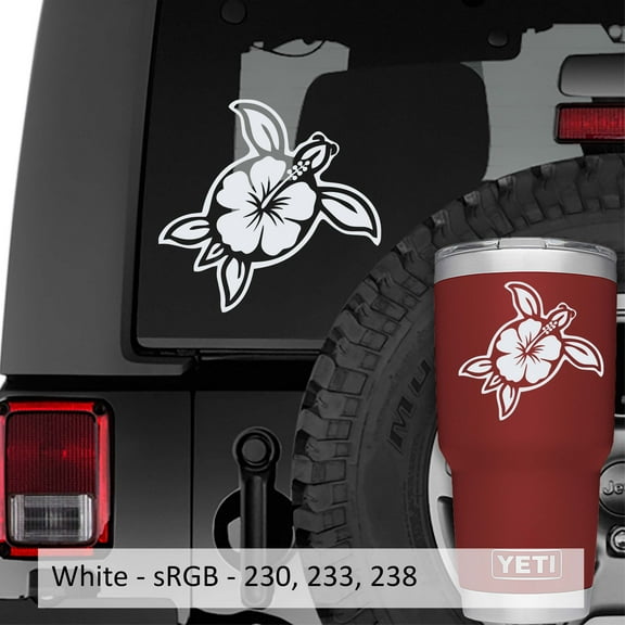 Collectible Decals Hawaii Sea Turtle Hibiscus Flower Vinyl Decal