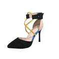 thumbnail image 2 of Sandalias casuales con hebilla de tacón alto y correa de bloque de color con cabeza de bollo de terciopelo para mujer Wmkox8yii  hfjk2850, 2 of 8