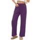 thumbnail image 5 of Amzcrzy Pantalones Mujer A Rayas Informales Cintura Alta Cordón Elástico Tipo Bóxer Cómodos Holgados Anchos Con Bolsillos Tallas S-2XL Morado, 5 of 8