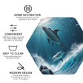 thumbnail image 3 of Fotbe Ice Blue Ocean Cute Dolphin A Drawing Drink Coasters Set of 4 Leather Coasters Spill Protection for Table Desk,Durable and Non Slip Leather Coaster ,4 Inches Drink Mats-Hexagon, 3 of 6