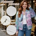 thumbnail image 6 of COEQINE Womens Zip Up Sweatshirt Jacket Cropped Coat Long Sleeve Bomber Jacket Casual Motorcycle Coats with Pockets, Fashion Fall Winter Tops Outerwear, 4X-Large, Butterfly Peach Blossom, 6 of 7
