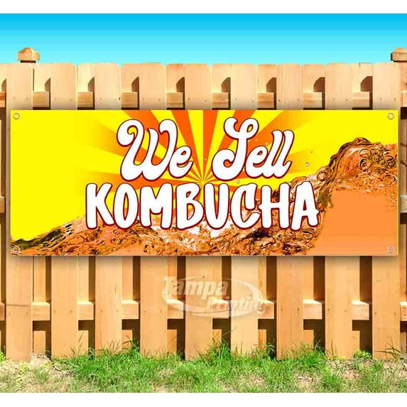 We Sell Kombucha 13 Oz Banner | Non-Fabric | Heavy-Duty Vinyl Single-Sided With Metal Grommets