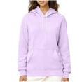 thumbnail image 2 of ClodeEU Women's Winter Warm Hoodie Sherpa Fleece Lined Sweatshirt ,Long Sleeve Drawstring Pullover Purple,Womens Plus S, 2 of 7