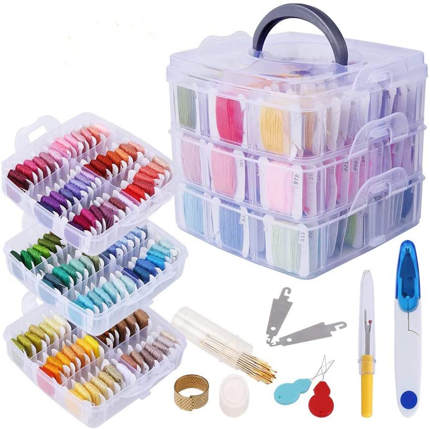 188pcs Embroidery Skeins Set Colorful Cross Stitch Sewing Thread Kit