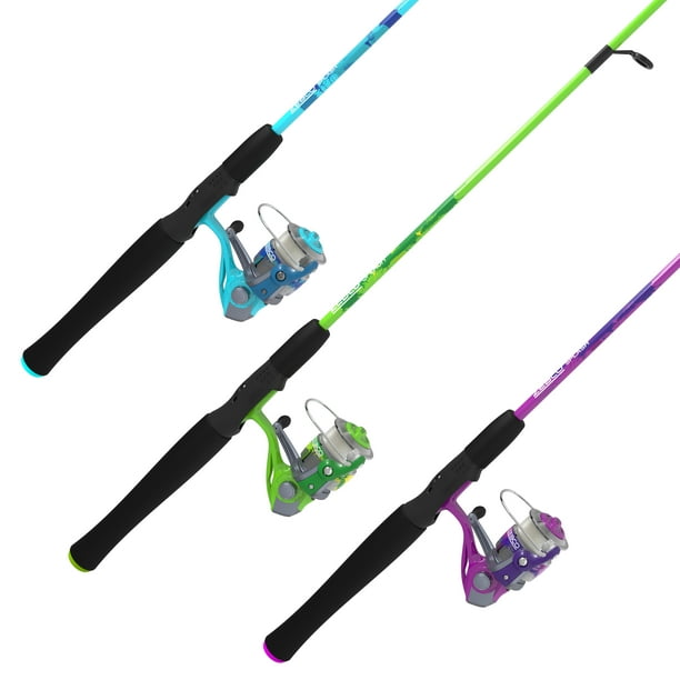 Zebco Splash Spinning Reel and Fishing Rod Combo, 6-Foot 2-Piece Rod;  Assortment: Available in Green, Blue or Purple