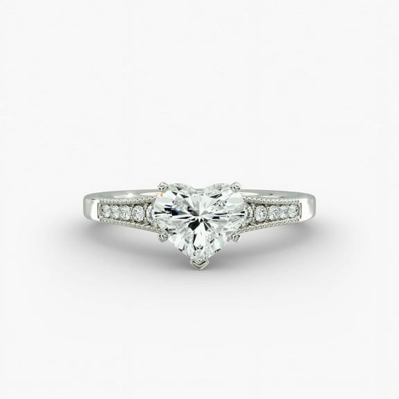 Amor Jewel Jewel Heart Cut 1.7 Ct Lab Created Love Diamond Wedding Ring - Stamped 14K White Gold Plated Anniversary Ring - Wedding Anniversary Gifts for Love - Halo Diamond Ring for Women's
