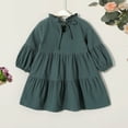 thumbnail image 3 of Happy Town Toddler Baby Girls Dress 6M-4T Fall Winter Long Sleeve Dress Lantern Solid Color Girls Clothes, 3 of 9