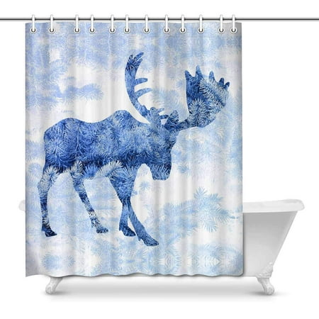 Pop Beautiful Winter Landscape With Blue Moose Deer Bathroom Decor