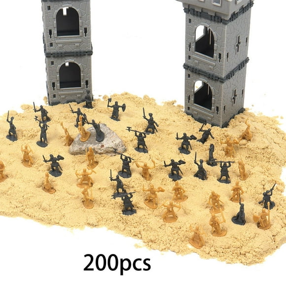 200Pcs 1/72 Soldiers Model Decorative Collectibles Toy Dioramas for Role Playing Gold Gray