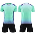 thumbnail image 2 of Boys Summer Outfit Ndbuld Children's Short Sleeve Top With Elastic Waist Shorts Sportswear And Soccer Set For Middle And Big Kids Green M, 2 of 6