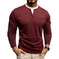 thumbnail image 2 of Henley Shirts for Men Long Sleeve Lightweight Casual Basic Tee Crewneck Soft T-Shirt Big and Tall with Pocket Wine S, 2 of 8