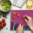 thumbnail image 3 of Mexican Cutting Board, View of Folkloric Serape Blanket Charro and Music Instruments Cultural Elements, Decorative Tempered Glass Cutting and Serving Board, Large Size, Fuchsia Purple, by Ambesonne, 3 of 5