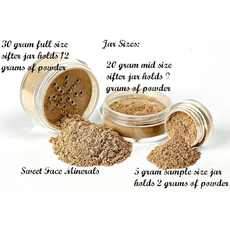 FOUNDATION SAMPLER (3 SHADES) Mineral Makeup Sample Size Jars Matte Loose  Powder Bare Face Cosmetics Full Coverage Long Lasting All Skin Types SPF 18