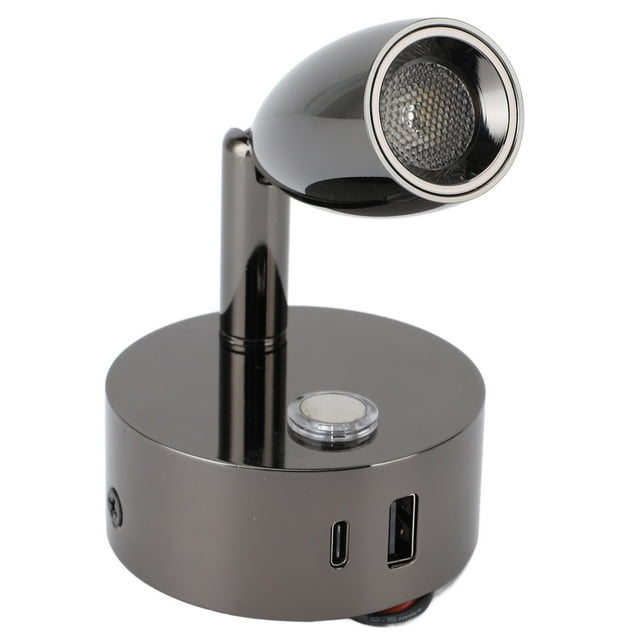 Lampe de Lecture pour VR, Projecteur DEL pour VR 12 V-24 V à Intensité Réglable avec Interrupteur Tactile et Port USB, Lumière Intérieure Murale Rotative pour VR, Lampe de Chevet pour, Fourgonnette, Bateau, Remorque, Autocaravane