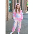thumbnail image 4 of Oudiya Girls 2 Piece Sweatsuit Outfits Bear Ear Fuzzy Long Sleeve Hoodie Sweatshirt and Sweatpant Clothing Set for Kids 5-13Y, 4 of 7