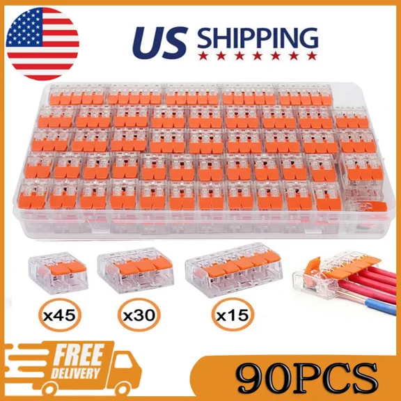 Reusable Clip Terminal Cable For Wago 221 Electrical Connectors 90 Pcs