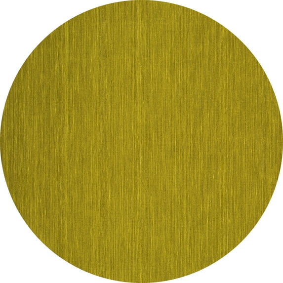 Ahgly Company Indoor Round Abstract Yellow Contemporary Area Rugs, 5' Round
