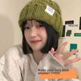 thumbnail image 3 of Gorro de estudiante de estilo japonés para mujer, gorro de lana gruesa con aspecto alto para otoño e invierno, gorro holgado y versátil con gran circunferencia para la cabeza, gorro frío, 3 of 5