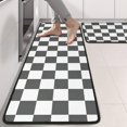 thumbnail image 2 of Kitchen Rugs Sets Of 2,Gray and White Checkerboard Checkered Pattern Anti Fatigue Kitchen Mat Rugs Non Slip Washable,Decorative Kitchen Floor Mats for Kitchen,Sink,Laundry,17"x47"+17"x47", 2 of 5