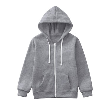Lycaql Kids Zip Up Long Sleeve Hoodie Boys Girls Full Zipper Fleece Hooded Sweatshirt Lightweight Jacket Plain Pullover Sweater (Grey,9-10 Years)
