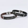 thumbnail image 3 of Inspirational Bracelet - Custom Stainless Steel & Leather Cross Bracelet - Religious Jewelry for Men Women, Christian Scripture Reminder with Bible Gift for Birthday, Father's Day, 3 of 7