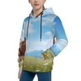 thumbnail image 2 of Fotbe Cow Grazing Nature Pattern Youth Pullover Hooded Sweatshirt, Boys Hoodie, Kangaroo Pocket Hoodie for Kids Girls -Large, 2 of 6
